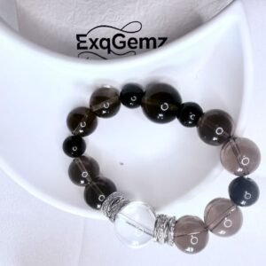 Obsidian and Smoky Quartz Bracelet