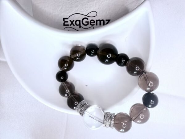 Obsidian and Smoky Quartz Bracelet
