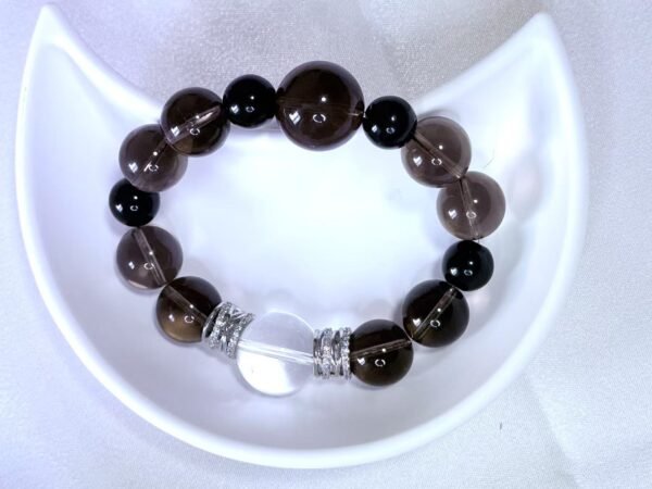 Obsidian and Smoky Quartz Bracelet - Image 2