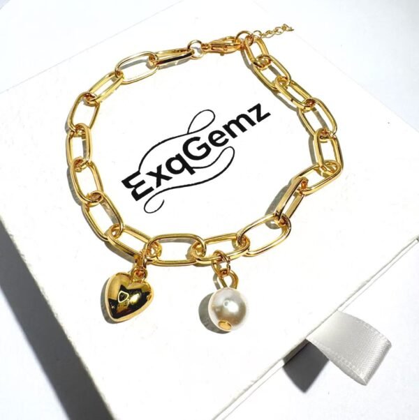 Golden Chain Dream - Embroidered Bracelet - Image 2