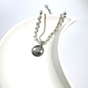 Silver coin wealth - attracting bracelet