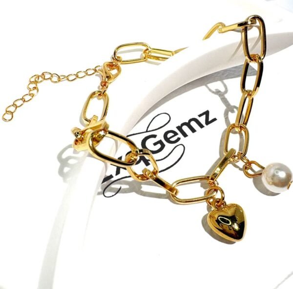 Golden Chain Dream - Embroidered Bracelet - Image 3