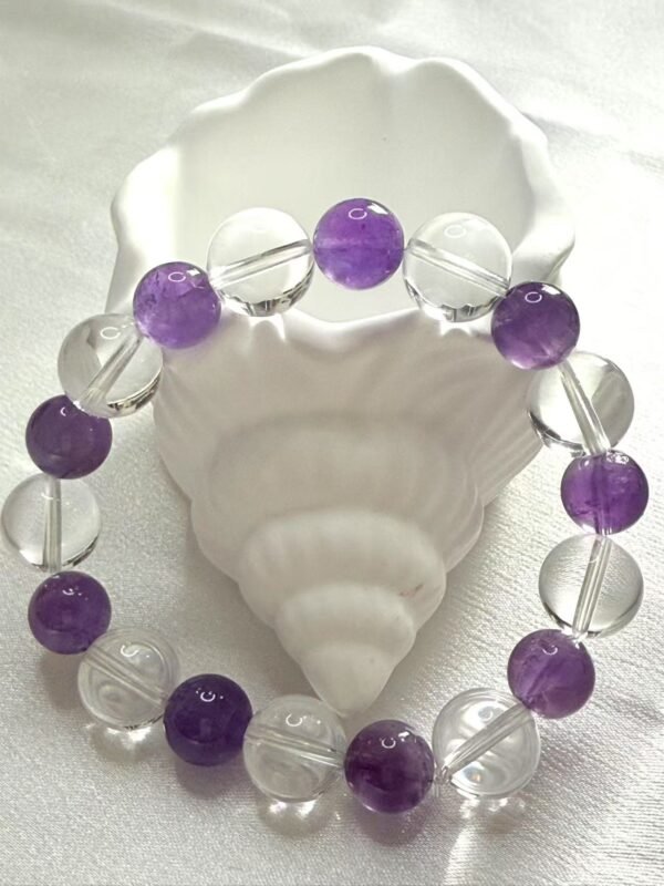 Amethyst and white crystal bracele