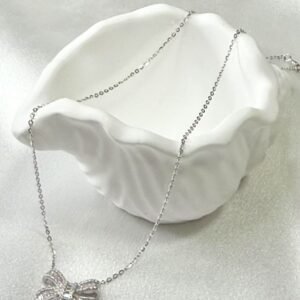 Bow - tie silver jewelry necklace