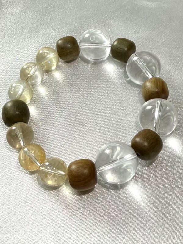 Golden Glow and Sandalwood Charm - Double Crystal and Fragrant Wood Chain - Image 2