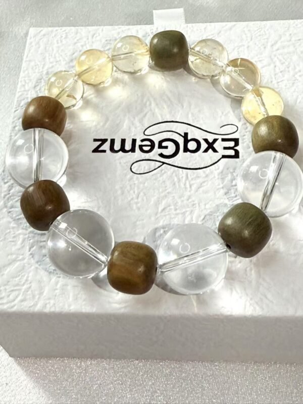 Golden Glow and Sandalwood Charm - Double Crystal and Fragrant Wood Chain - Image 3