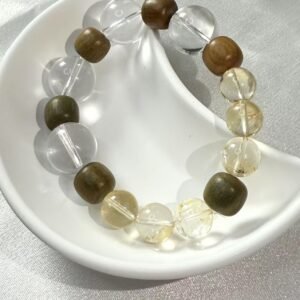 Golden Glow and Sandalwood Charm - Double Crystal and Fragrant Wood Chain